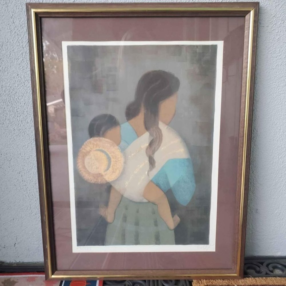 "Femme à l'enfant" (Woman with Child) Signed Lithograph Print by Louis Toffoli
